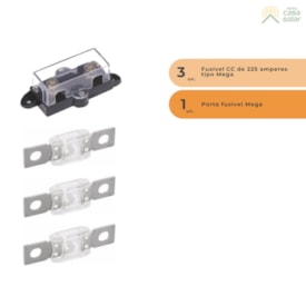 Segunda imagem do produto Kit Fusível Mega 225A c/ 3 Unidades + Porta Fusível MEGA CC