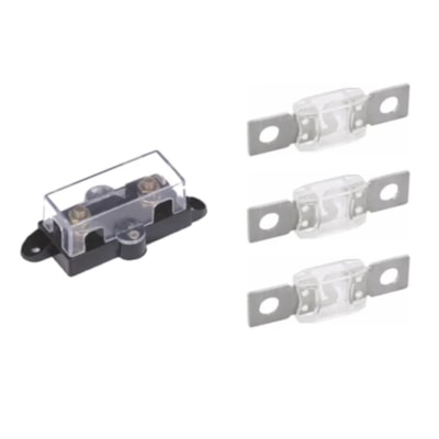 Kit Fusível Mega 250A c/ 3 Unidades + Porta Fusível MEGA CC