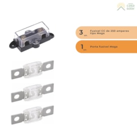 Segunda imagem do produto Kit Fusível Mega 250A c/ 3 Unidades + Porta Fusível MEGA CC