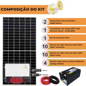 Segunda imagem do produto Kit Gerador Solar 139,5kW/Mês Controlador MPPT 40A Batelão