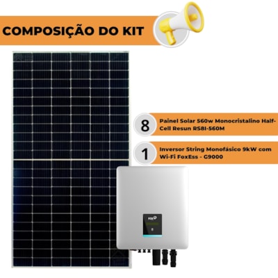 Segunda imagem do produto Kit Gerador Solar 336kWh/mês Inversor Deye 6kW 220V