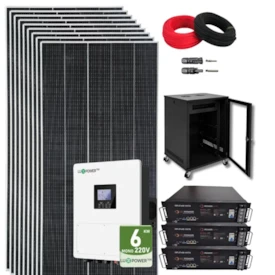 Segunda imagem do produto Kit Gerador Solar Hibrido 800kWh/mês ou 7,09kWp Luxpower 6kW Mono 220V