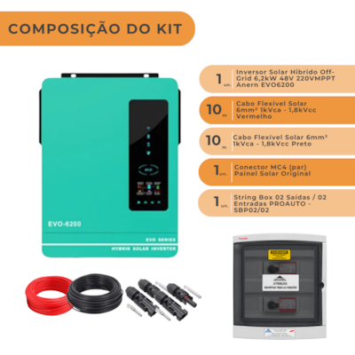 Segunda imagem do produto Kit Inversor Anern 6,2kW 48/220V + Sistema de Proteção Solar