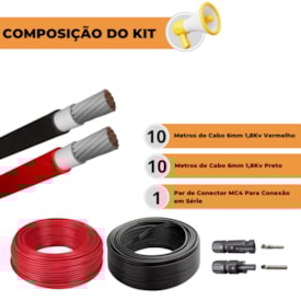 Segunda imagem do produto Kit Ligação Painel Solar 10 metros de Cabo Com Conector MC4