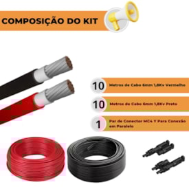 Segunda imagem do produto Kit Ligação Painel Solar 10 metros de Cabo Com Conector MC4y