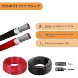 Segunda imagem do produto Kit Ligação Painel Solar 5 metros de Cabo Com Conector MC4