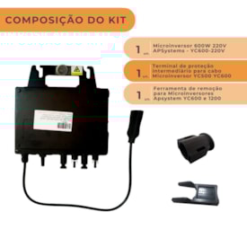 Segunda imagem do produto Kit Microinversor APSystems YC600 220V + Acessórios