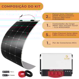 Segunda imagem do produto Kit Painel 250W Flexível Para Caminhão Geladeira 24V