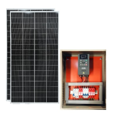 Kit Painel 340W Com Quadro Elétrico e Inversor/Driver de conversão Bomba Comum CA Trifásica 220V de 1CV a 3CV