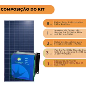 Segunda imagem do produto Kit Painel 340W + Driver p/ Bomba CA 6cv + Estrutura Solo