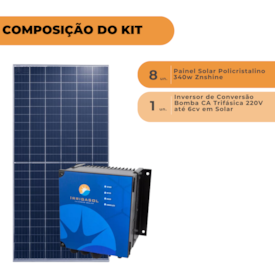 Segunda imagem do produto Kit Painel 340W + Driver p/ Bomba CA Trifásica 220V até 3cv