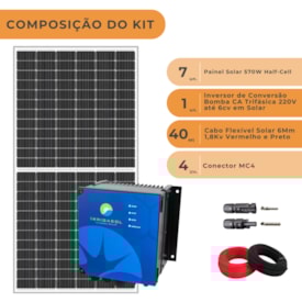 Segunda imagem do produto Kit Painel 570W + Driver p/ Bomba CA Trifásica 220V até 6cv