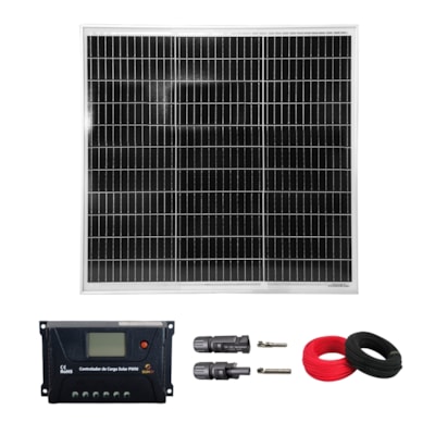 Kit Painel Placa Solar 80w Iluminação para 4 lâmpadas 10w