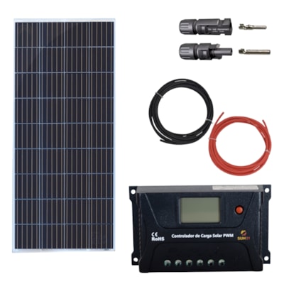Kit Painel Solar 150W Resun Controlador PWM 10A
