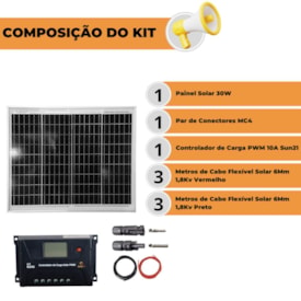 Segunda imagem do produto Kit Painel Solar 30W com Controlador 10A Sun 21