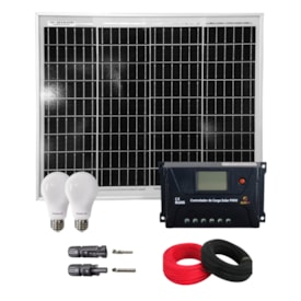 Kit Painel Solar 30W Para Iluminação com 2 Lâmpadas