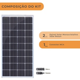 Segunda imagem do produto Kit Painel Solar 310W Monocristalino Resun Com MC4