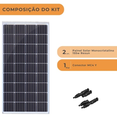 Segunda imagem do produto Kit Painel Solar 310W Monocristalino Resun Com MC4y