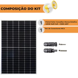 Segunda imagem do produto Kit Painel Solar 435W Canadian com Conector MC4