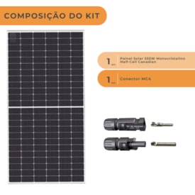 Segunda imagem do produto Kit Painel Solar 555W Canadian com Conector MC4