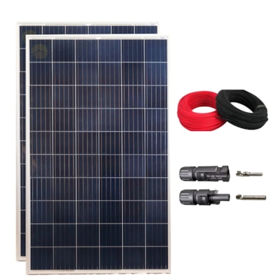 Kit Painel Solar 560W Policristalino Conector MC4 e Cabos Placa