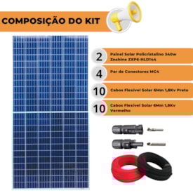 Segunda imagem do produto Kit Painel Solar 680W Policristalino Znshine Com Mc4 E Cabos