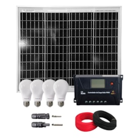 Kit Painel Solar 80W Resun para Iluminação com 4 Lâmpadas