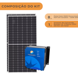 Segunda imagem do produto Kit Painel Solar com Diver 4,4kw Bomba Ca 220V 15A Irrigasol