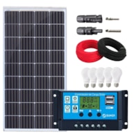 Kit Painel Solar Iluminação 155w Resun Controlador 30A Kit Painel Solar Iluminação 155w Resun Controlador 30A