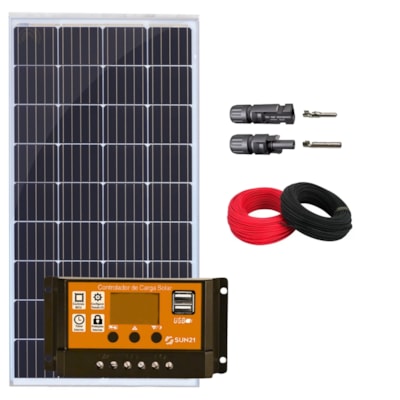 Segunda imagem do produto Kit Painel Solar Monocristalino 150W/160W Controlador 30A Sun21