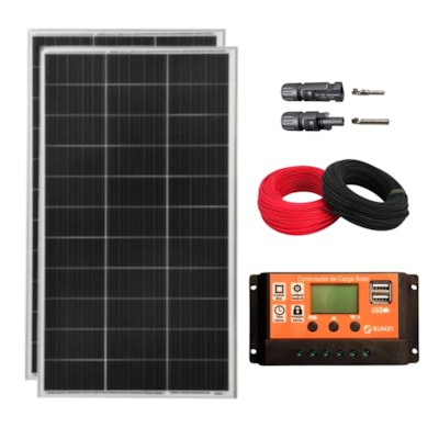 Kit Painel Solar Monocristalino 320W com Controlador de Carga 30A 24V