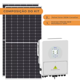 Segunda imagem do produto Kit Painel Solar Monocristalino 555W Inversor Deye Hibrido 3k