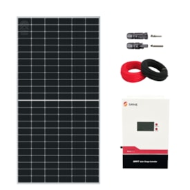 Kit Placa Monocristalina 610W e Controlador de Carga 60A