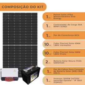 Segunda imagem do produto Kit Placa Solar 575w Para Starlink 24/110v Bateria Moura