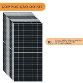 Segunda imagem do produto Kit Placa Solar 585W Monocristalino Bifacial 10 Unidades - OSDA