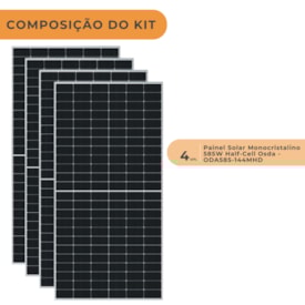 Segunda imagem do produto  Kit Placa Solar 585W Monocristalino Bifacial 4 Unidades - OSDA