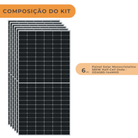 Segunda imagem do produto Kit Placa Solar 585W Monocristalino Bifacial 6 Unidades - OSDA