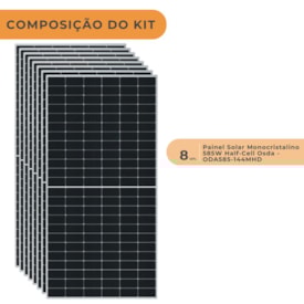 Segunda imagem do produto Kit Placa Solar 585W Monocristalino Bifacial 8 Unidades - OSDA