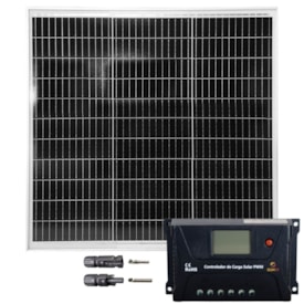 Kit Placa Solar 80W com Controlador Carga PWM 30A e MC4