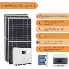 Segunda imagem do produto Kit Solar 1198,8kWh/mês ou 9,99kW Inversor Sungrow 8kW 220V