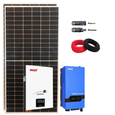Kit Solar 133,2kWh/mês Must 2kW 127V com bateria 50Ah