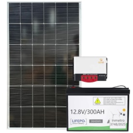 Kit Solar 160W com Bateria de Litio 300Ah 12V Enershare