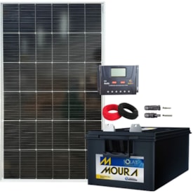 Kit Solar 160W com Bateria Moura 111Ah e Controlador 60A PWM