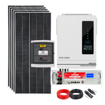 Kit Solar 2,75kWp com Inversor Anern 10,2kW e Bateria de Lítio 4,8kWh