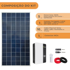 Segunda imagem do produto Kit Solar 201kWh/mês para Sitio com Inversor Growatt 3kW 48V 220V