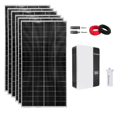 Kit Solar 201kWh/mês para Sitio com Inversor Growatt 3kW 48V 220V