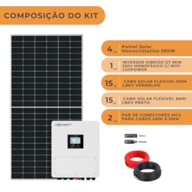 Segunda imagem do produto Kit Solar 280kWh/Mês com Inversor Híbrido LuxPower 6kW