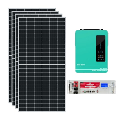 Kit Solar 280kWh/Mês Inversor Anern 6,2kW 48V e Bateria Lítio Unipower