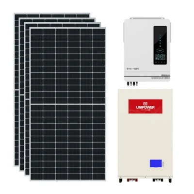 Kit Solar 280kWh/Mês Inversor Anern EVO 10,2kW 48V e Bateria Lítio InWall Unipower