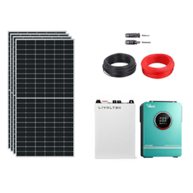 Kit Solar 280kWh/Mês Inversor Anern EVO 6200 e Bateria Lítio Livoltek 100Ah